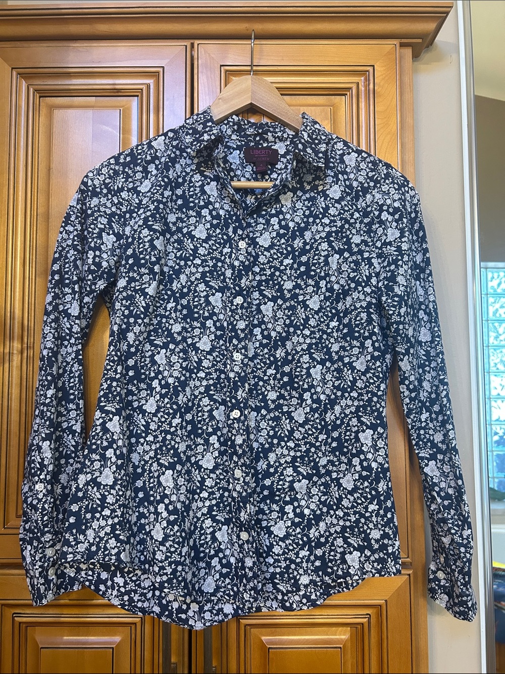 J. Crew liberty fabrics collab Navy and White Floral Button-Down Shirt